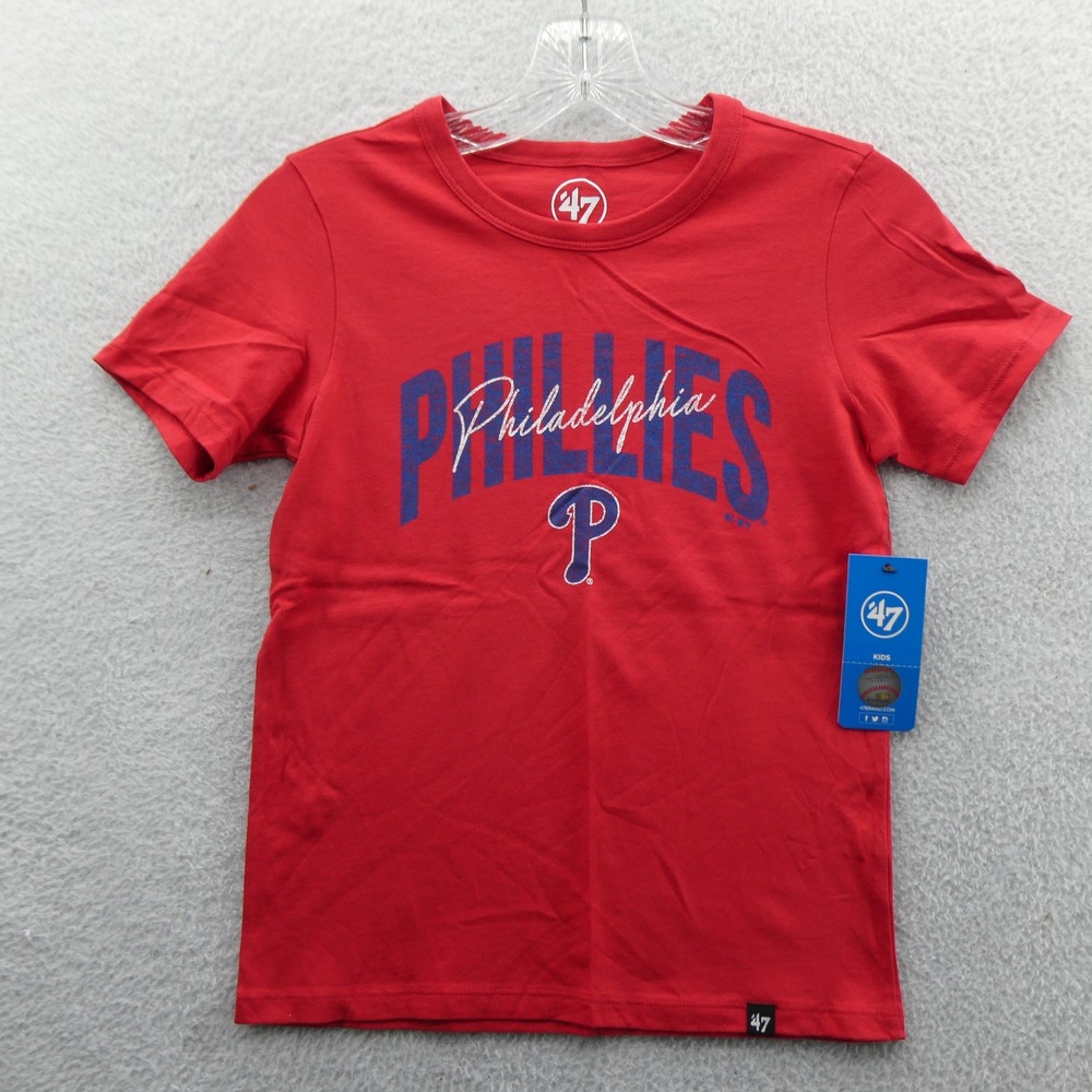 47 Brand Shirt Kids Medium Philadelphia Phillies Red Short Sleeve Cotton